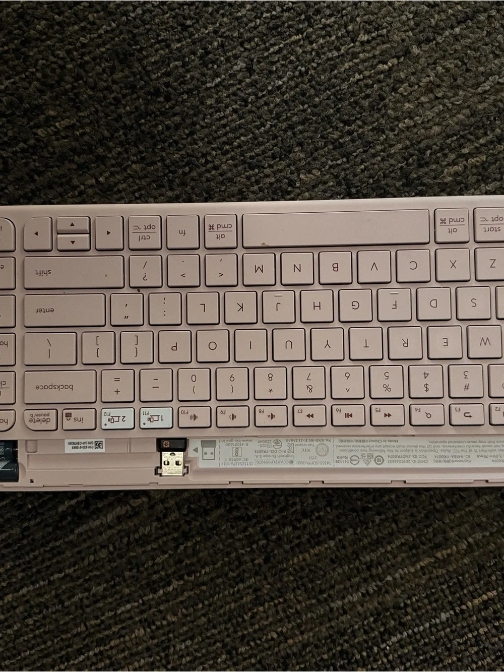 Logitech Pink and White Wireless Slim Keyboard